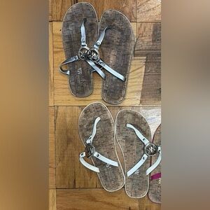 2 pairs of Michael Kors Sandals white and silver